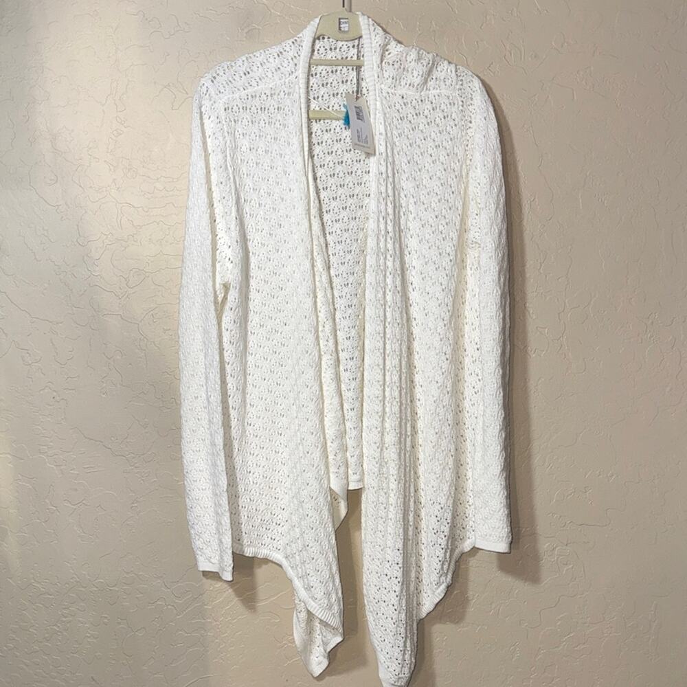 Johnny was Saleh draped knit cotton cardigan in white size XL NWT